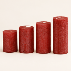 Sviečka adventná rustic 4ks - červená - sviečka stupňovitá  červená