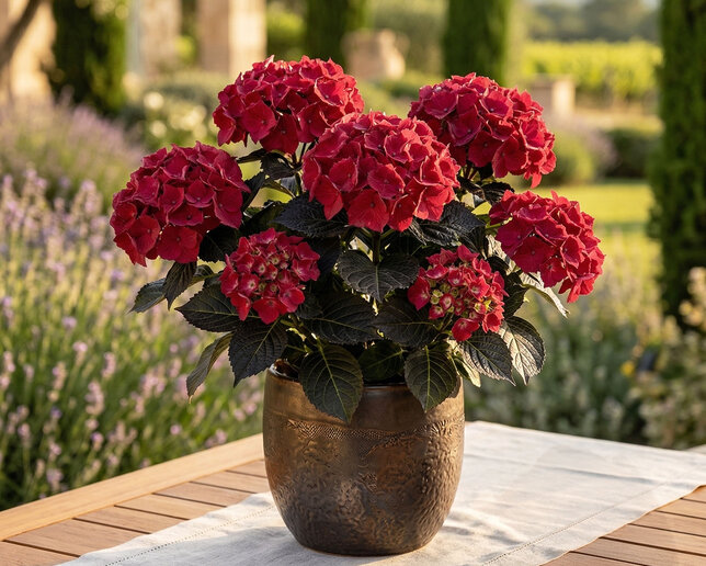 Hydrangea m. 'dark angel red' - hortenzia k2l - Hydrangea m. 'Dark Angel Red'