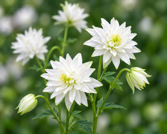 Aquilegia 'white barlow' - orlíček - Aquilegia 'White Barlow'